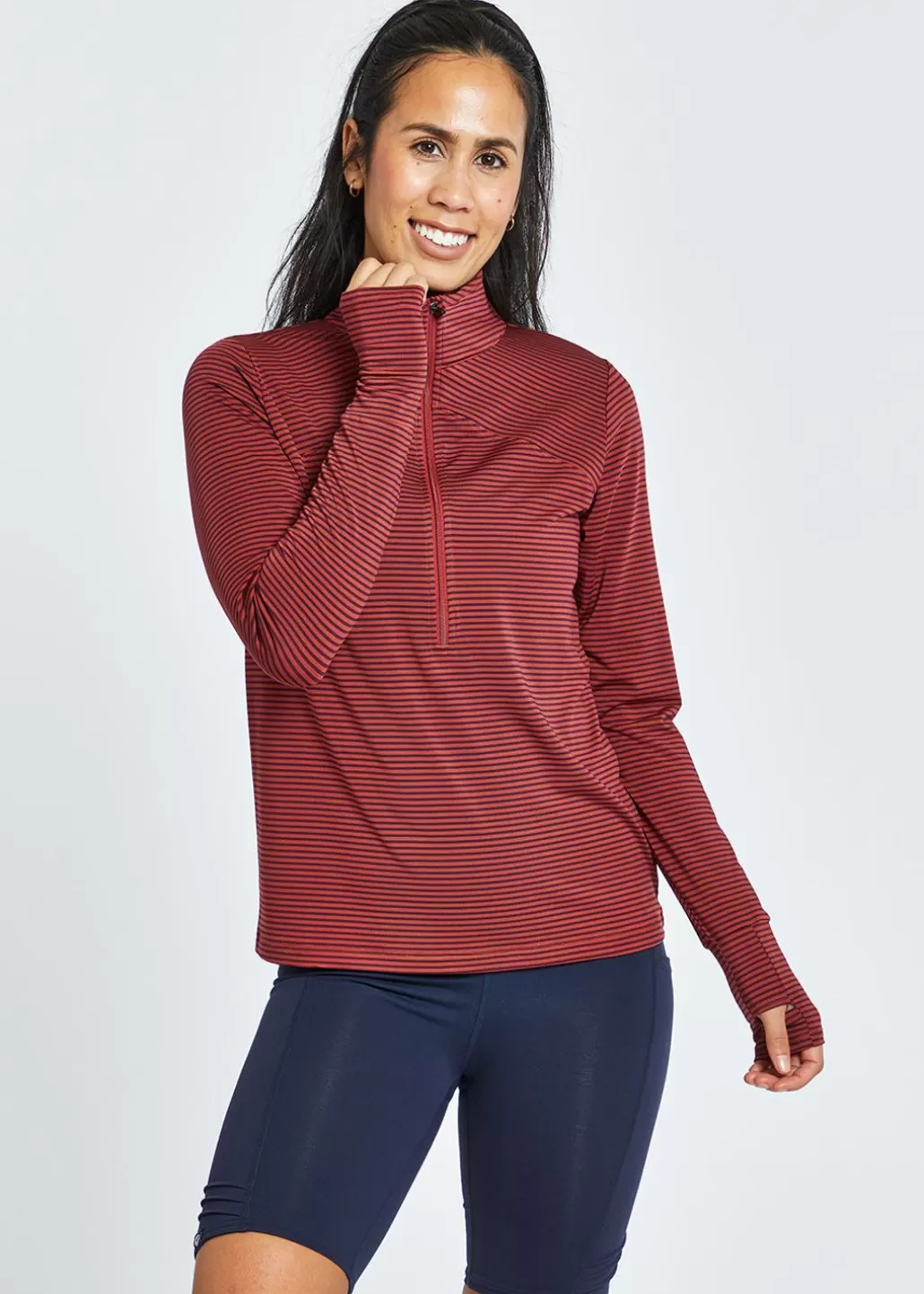 Oiselle Striped Half Zip Best