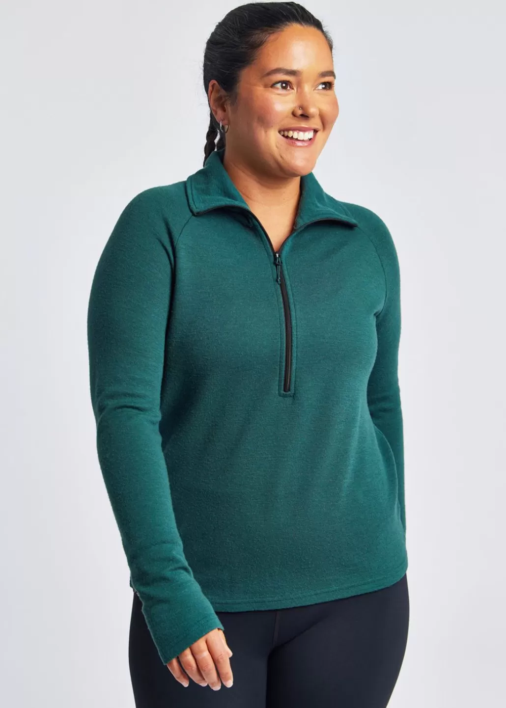 Oiselle Wazzie Wool Jacquard Half Zip New