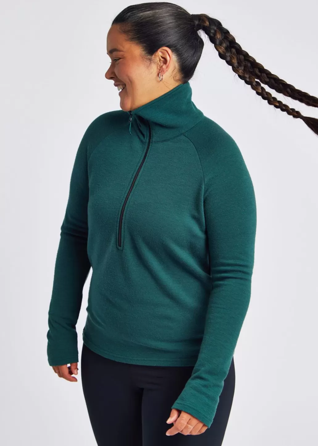 Oiselle Wazzie Wool Jacquard Half Zip New